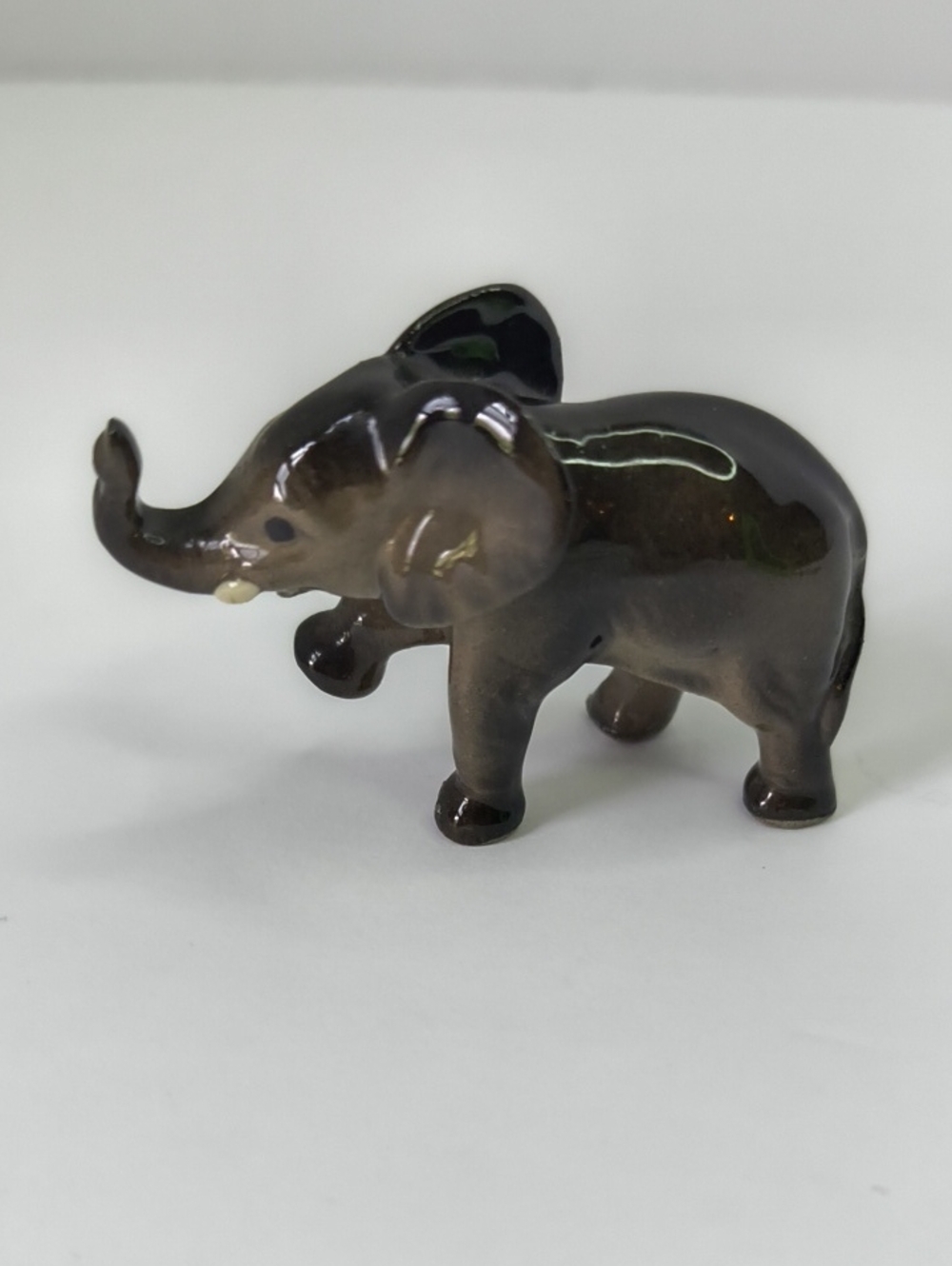Miniature Ceramic Elephant Figurine Home Art Trinket